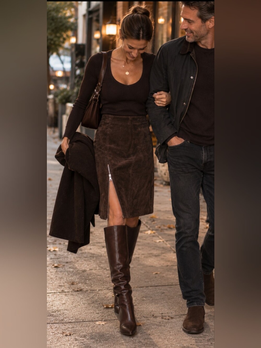 NWT Vintage Brown Suede Skirt With Side Zipper Sz- EUR40 /US 10